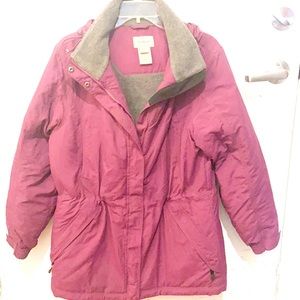 LLBean lined hooded Medium magenta winter coat